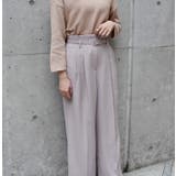 ハイウエストベルトワイドパンツ ブラック グレージュ | MODE ROBE | 詳細画像4