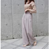 ハイウエストベルトワイドパンツ ブラック グレージュ | MODE ROBE | 詳細画像6