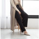 ハイウエストベルトワイドパンツ ブラック グレージュ | MODE ROBE | 詳細画像7