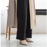 ハイウエストベルトワイドパンツ ブラック グレージュ | MODE ROBE | 詳細画像11