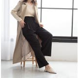 ブラック | ハイウエストベルトワイドパンツ ブラック グレージュ | MODE ROBE