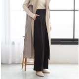 ハイウエストベルトワイドパンツ ブラック グレージュ | MODE ROBE | 詳細画像13
