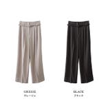 ハイウエストベルトワイドパンツ ブラック グレージュ | MODE ROBE | 詳細画像18