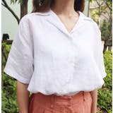 ホワイト | リネンオープンカラーシャツ | MODE ROBE