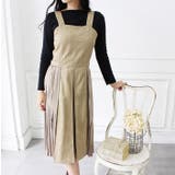 ベージュ | サイドプリーツジャンパースカート | MODE ROBE