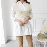 アイボリー | 2WAYレイヤードニットベスト | MODE ROBE