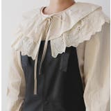 ベージュ | アイレットフリルカラーブラウス ボリュームカラー ビッグカラー | MODE ROBE