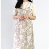ベージュ | 花柄スリットキャミワンピース | MODE ROBE