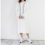 ホワイト | 配色ワンピース＆カーディガンセット | MODE ROBE