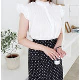 ホワイト | シャーリングノースリーブブラウス | MODE ROBE