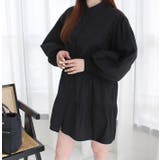 ブラック | パフスリーブティアードブラウス | MODE ROBE