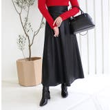 ブラック | フェイクレザーフレアスカート | MODE ROBE