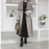 ベージュ | ベルト付きガウンコート | MODE ROBE
