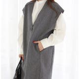 Vカットヘリンボーンロングベスト | MODE ROBE | 詳細画像12