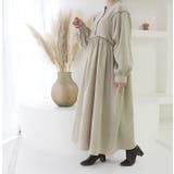 ベージュ | バイカラーステッチウエストタックワンピース | MODE ROBE