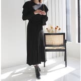ブラック | ショルダーフリルニットワンピース | MODE ROBE