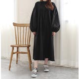 ブラック | ボリュームスリーブタックワンピース | MODE ROBE