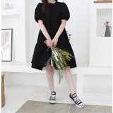 ブラック | パフスリーブティアードミニワンピース | MODE ROBE