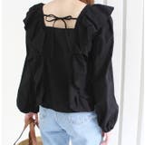 ブラック | スクエアネックフリルブラウス | MODE ROBE