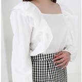 ホワイト | スクエアネックフリルブラウス | MODE ROBE