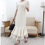 アイボリー | Vネックツイードマーメイドワンピース | MODE ROBE