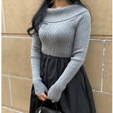 グレー | オフショルニットドッキングワンピース | MODE ROBE