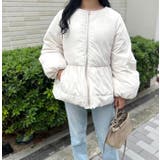 アイボリー | ジップフレア中綿ジャケット | MODE ROBE