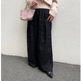 ブラック | フリンジチェックワイドパンツ | MODE ROBE