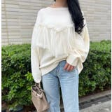 アイボリー | チュールデザインニット | MODE ROBE