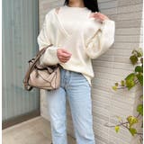 アイボリー | レイヤード風Vネックニット | MODE ROBE