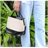 ペーパー×エコレザーバッグ ブラック ベージュ | MODE ROBE | 詳細画像4 