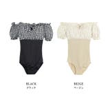 リボンオフショルモノキニ 水着 チェック | MODE ROBE | 詳細画像2 