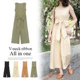 Vネックリボンオールインワン | MODE ROBE | 詳細画像1