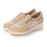 ベージュコンビ | 【3E】レース素材ファスナー付きスニーカー | Mode et Jacomo×ing