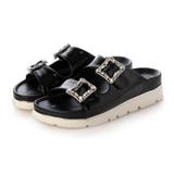 ブラック | 厚底ビジューバックルサンダル | Mode et Jacomo×ing