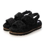 ブラック | ベルクロファーフラットサンダル | Mode et Jacomo×ing