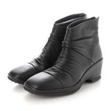 ブラック | ドレープデザインウェッジソールショートブーツ | Mode et Jacomo×ing