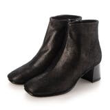 ブラックメタリック | 【３E】チャンキーヒールショートブーツ | Mode et Jacomo×ing