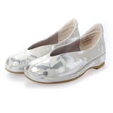 シルバーコンビ | 【軽量】Vカットフラットパンプス | Mode et Jacomo×ing