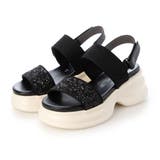ブラックメタリック | ボリュームソールグリッターサンダル | Mode et Jacomo×ing
