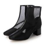 ブラック | ブロックヒールチュールブーツ | Mode et Jacomo×ing