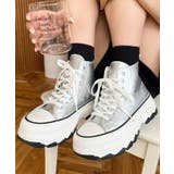 シルバー | ボリューム厚底ハイカットスニーカー | moment+