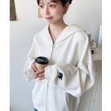 裏毛袖ワンポイントバック刺繍ジップアップパーカーTC | moment+ | 詳細画像14 
