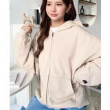 裏毛袖ワンポイントバック刺繍ジップアップパーカーTC | moment+ | 詳細画像42 