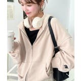 裏毛袖ワンポイントバック刺繍ジップアップパーカーTC | moment+ | 詳細画像52 