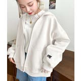 裏毛袖ワンポイントバック刺繍ジップアップパーカーTC | moment+ | 詳細画像6 