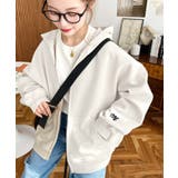 裏毛袖ワンポイントバック刺繍ジップアップパーカーTC | moment+ | 詳細画像7 