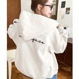 アイボリー | 裏毛袖ワンポイントバック刺繍ジップアップパーカーTC | moment+