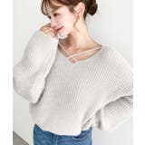 グレイッシュベージュ | \モテニット♡/クロスネックシャギーニットプルオーバー | moment+