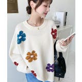 ミックスカラーフラワージャガードニットプルオーバー6G | moment+ | 詳細画像10 